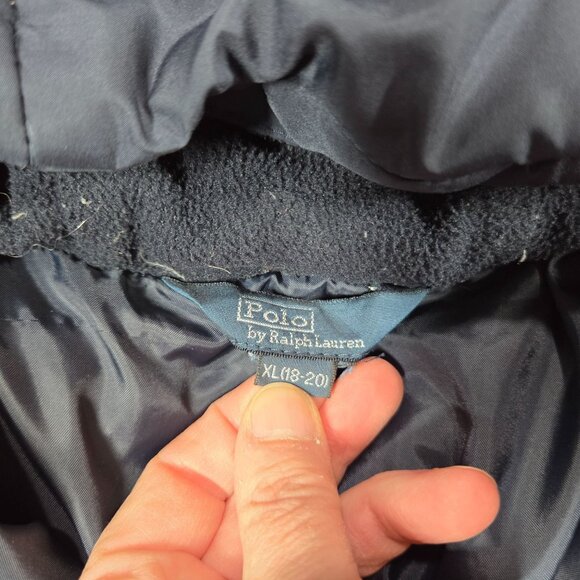 Vintage Polo Ralph Lauren Coat Boys XL Navy Blue Down Filled Puffer Preppy READ - Picture 3 of 13